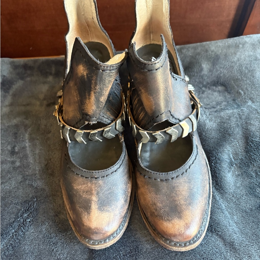 Freebird by Steven Distressed Brown Leather Mules